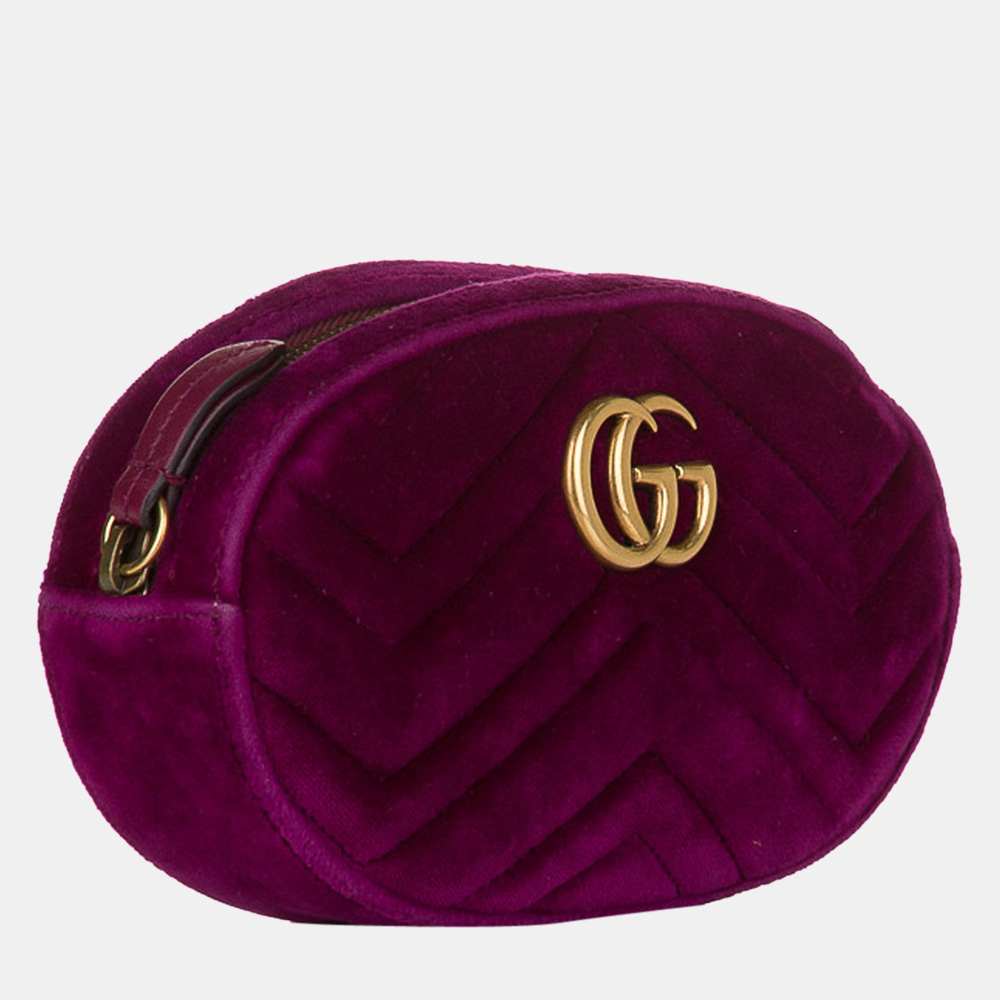 

Gucci Purple GG Marmont Matelasse Velvet Belt Bag