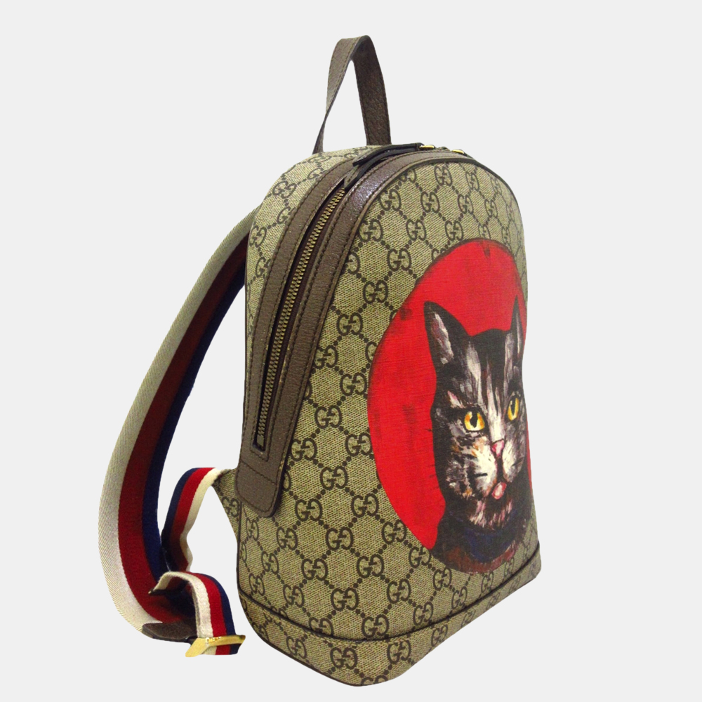 

Gucci Beige/Brown/Multi Color GG Supreme Mystic Cat Backpack