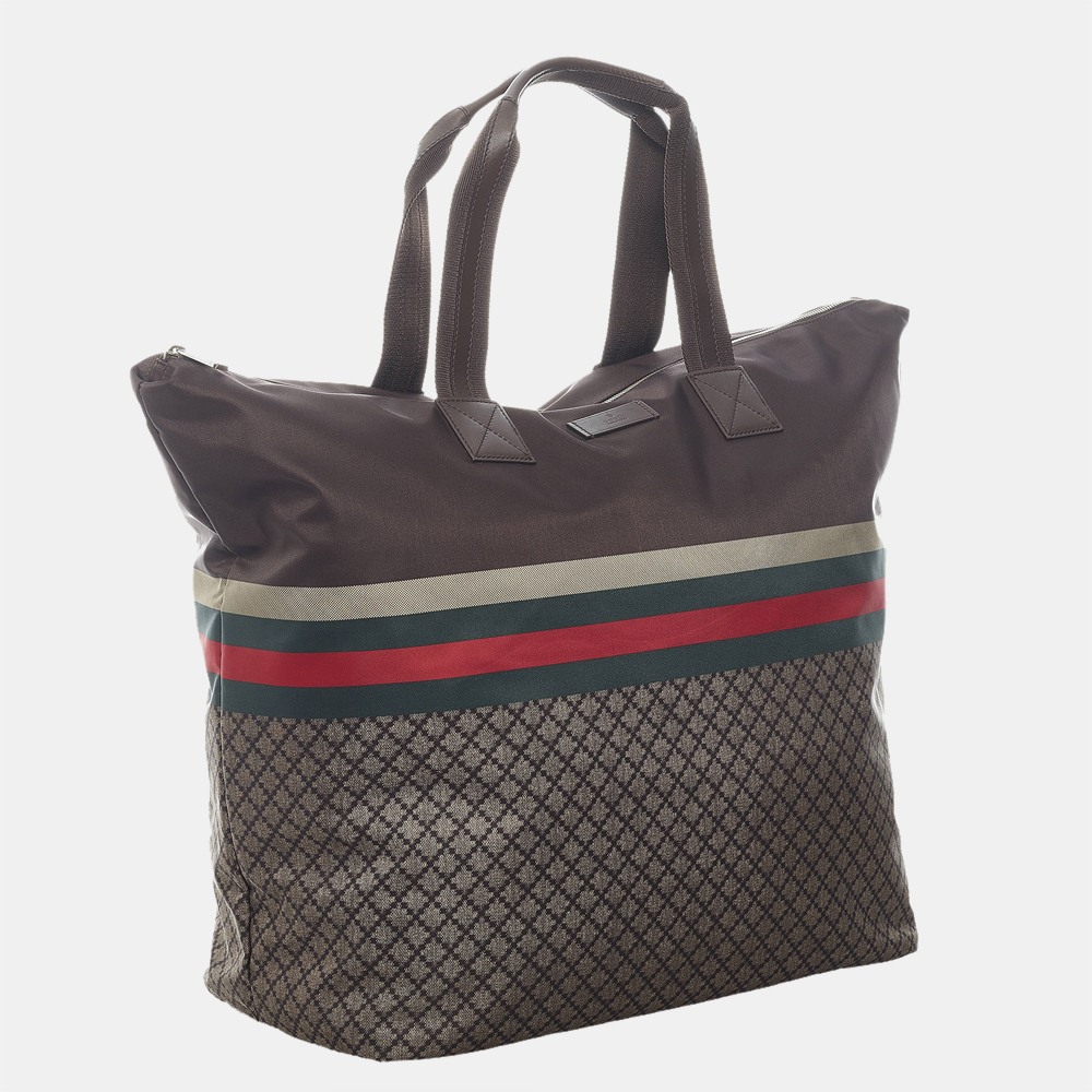 

Gucci Brown/Multi Color Web Nylon Weekender