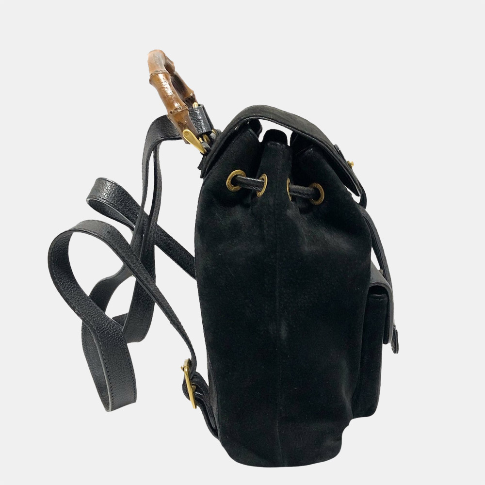 

Gucci Black Bamboo Suede Backpack