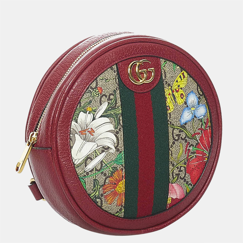 

Gucci Multi Color/Red GG Supreme Flora Ophidia Round Backpack, Multicolor