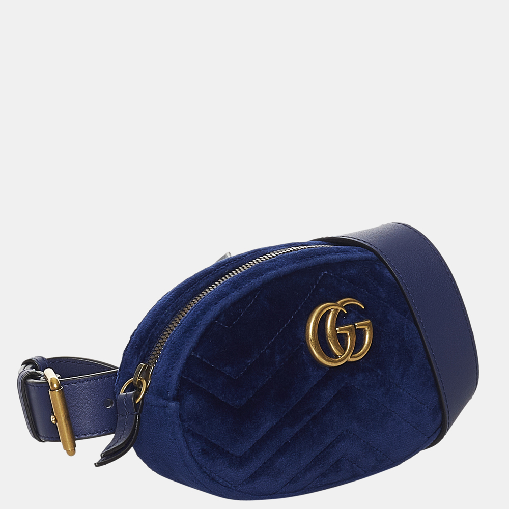 

Gucci Blue GG Marmont Matelasse Velvet Belt Bag