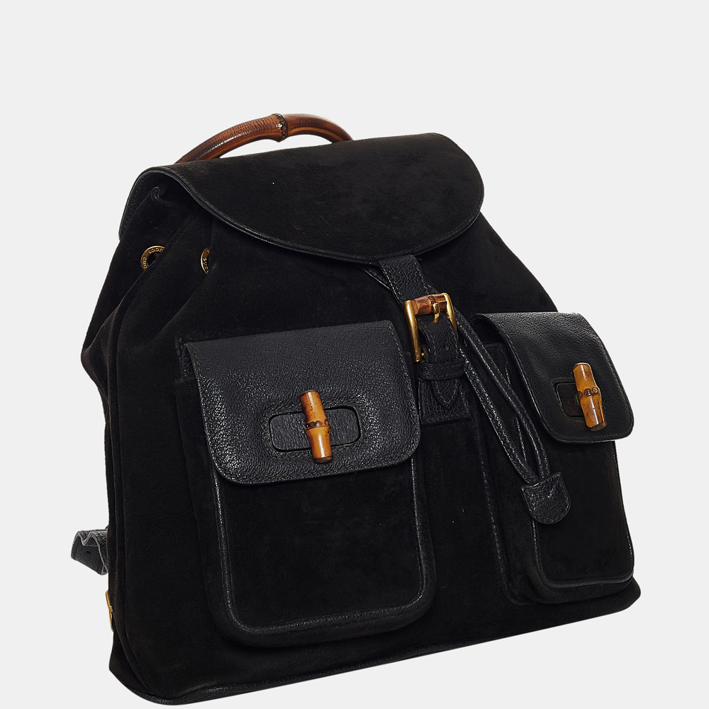 

Gucci Black Bamboo Suede Backpack
