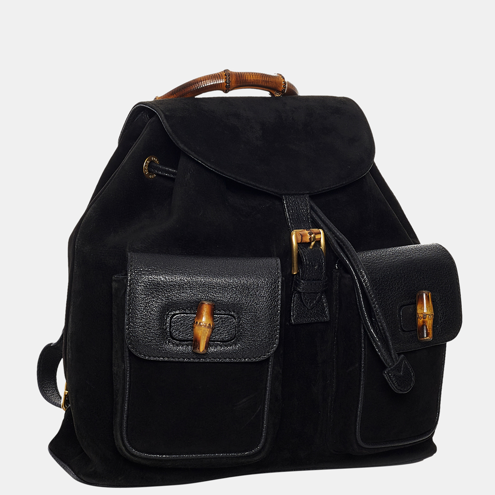 

Gucci Black Bamboo Suede Backpack