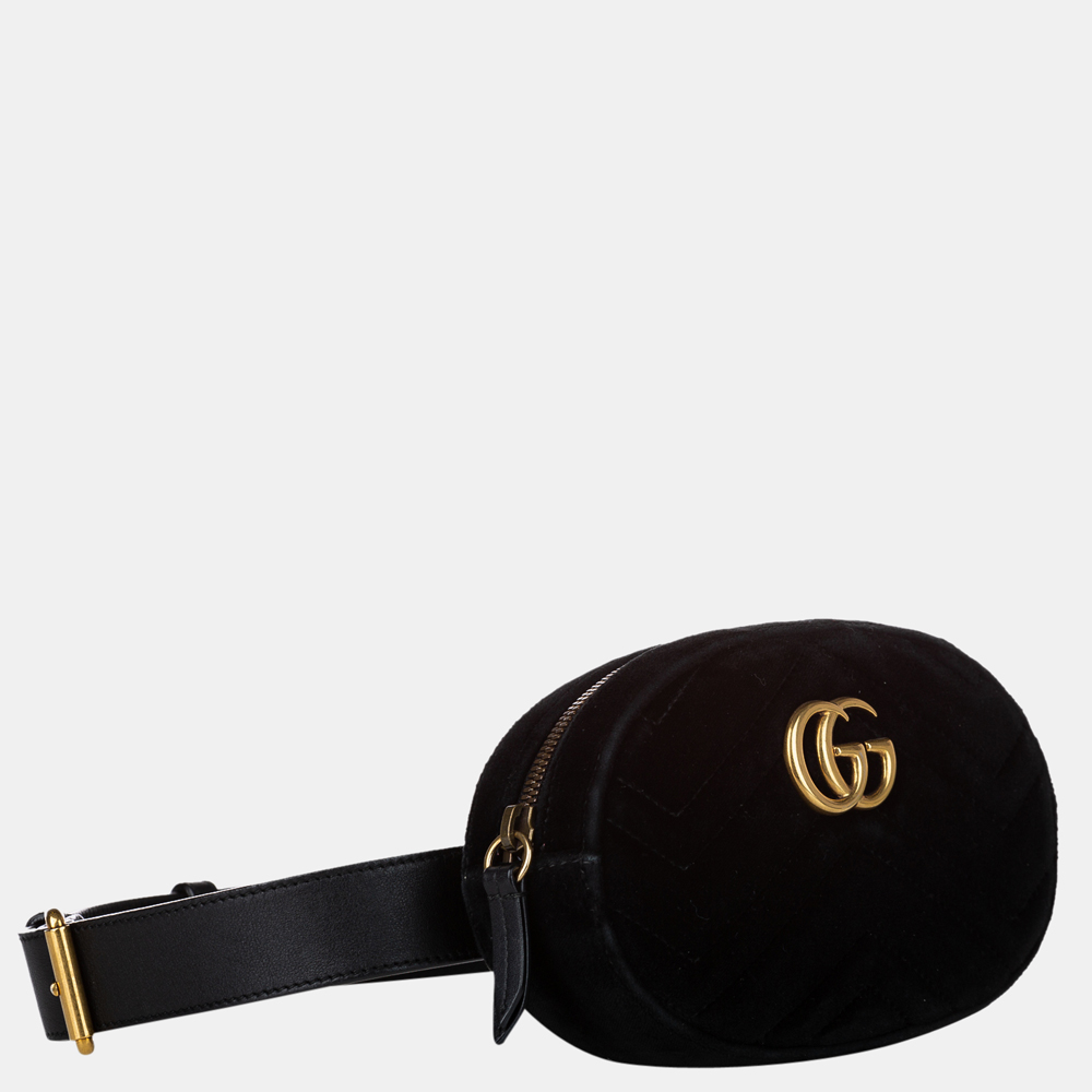 

Gucci Black GG Marmont Matelasse Velvet Belt Bag