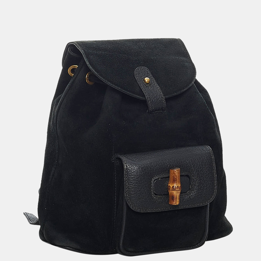 

Gucci Black Bamboo Suede Backpack