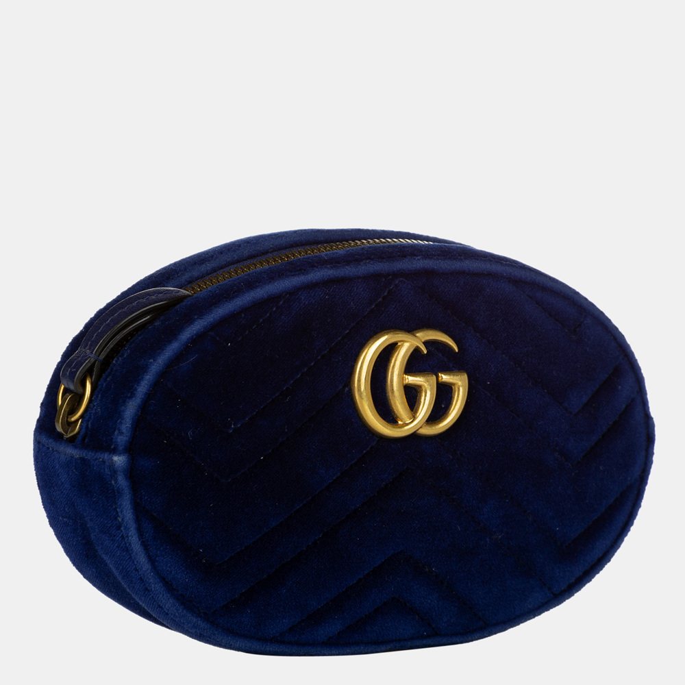 

Gucci Blue GG Marmont Matelasse Velvet Belt Bag