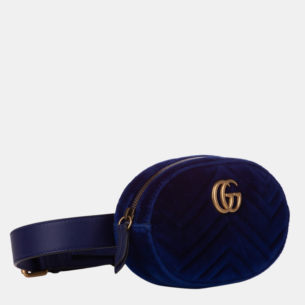 

Gucci Blue GG Marmont Matelasse Velvet Belt Bag