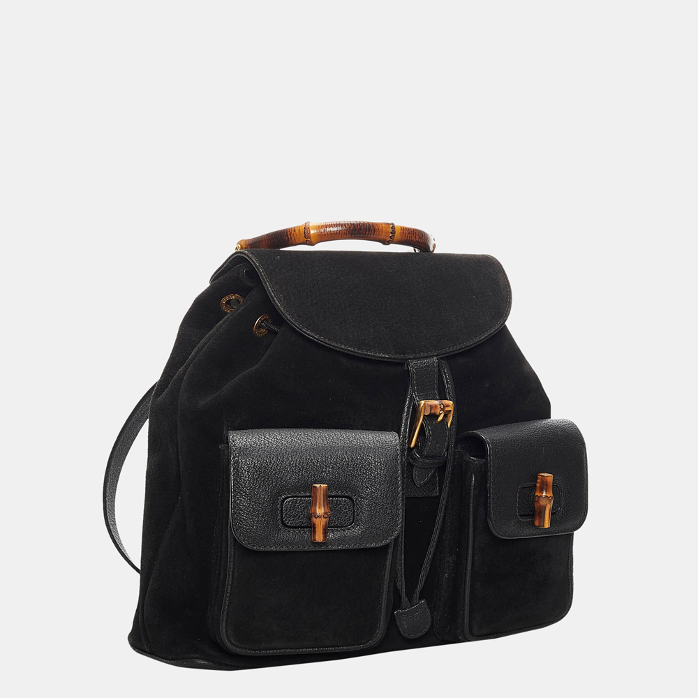 

Gucci Black Bamboo Suede Backpack