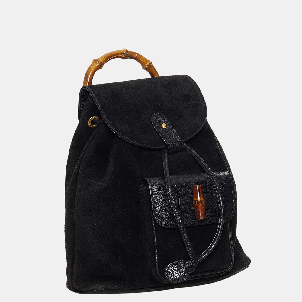 

Gucci Black Bamboo Suede Backpack