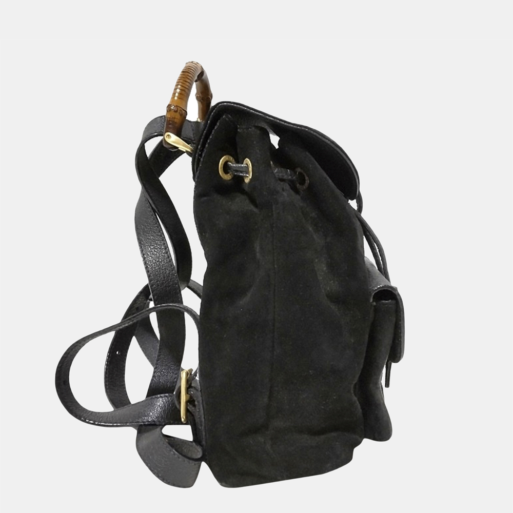 

Gucci Black Bamboo Suede Backpack