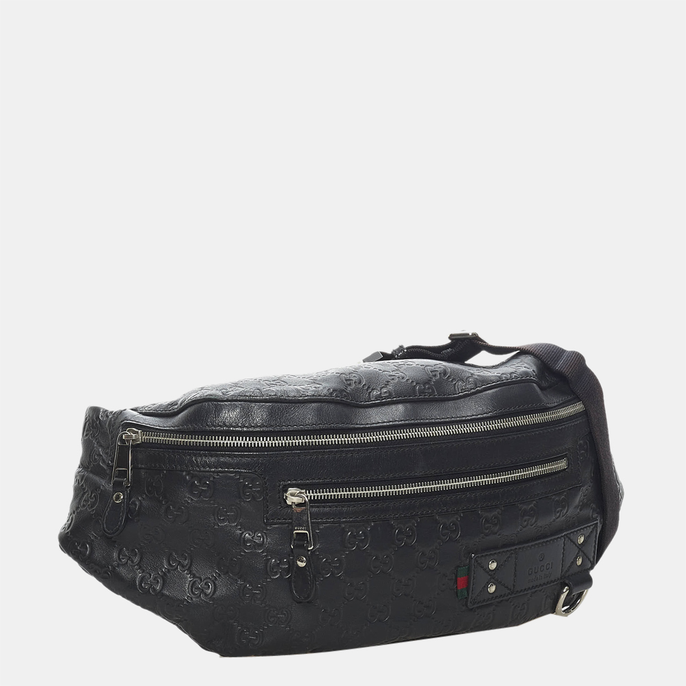 

Gucci Black Guccissima Web Belt Bag