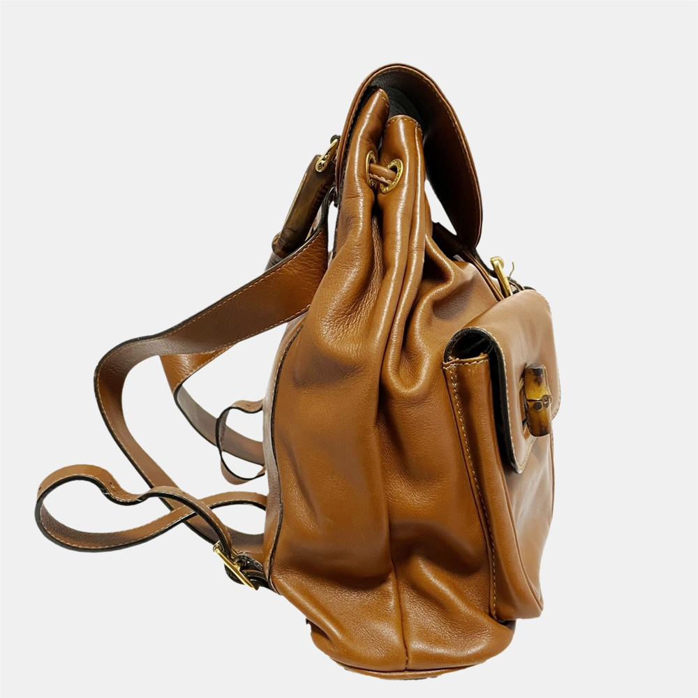 

Gucci Brown Bamboo Drawstring Leather Backpack