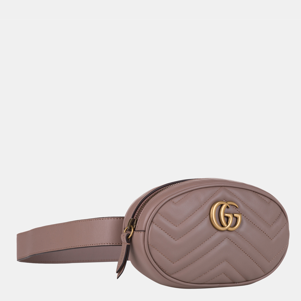 

Gucci Beige/Brown GG Marmont Matelasse Leather Belt Bag