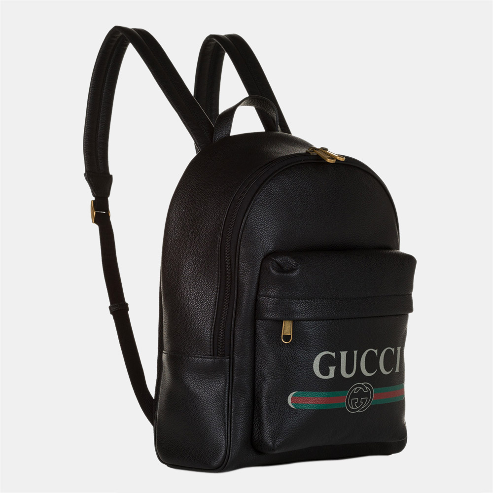 

Gucci Black Logo Leather Leather Backpack