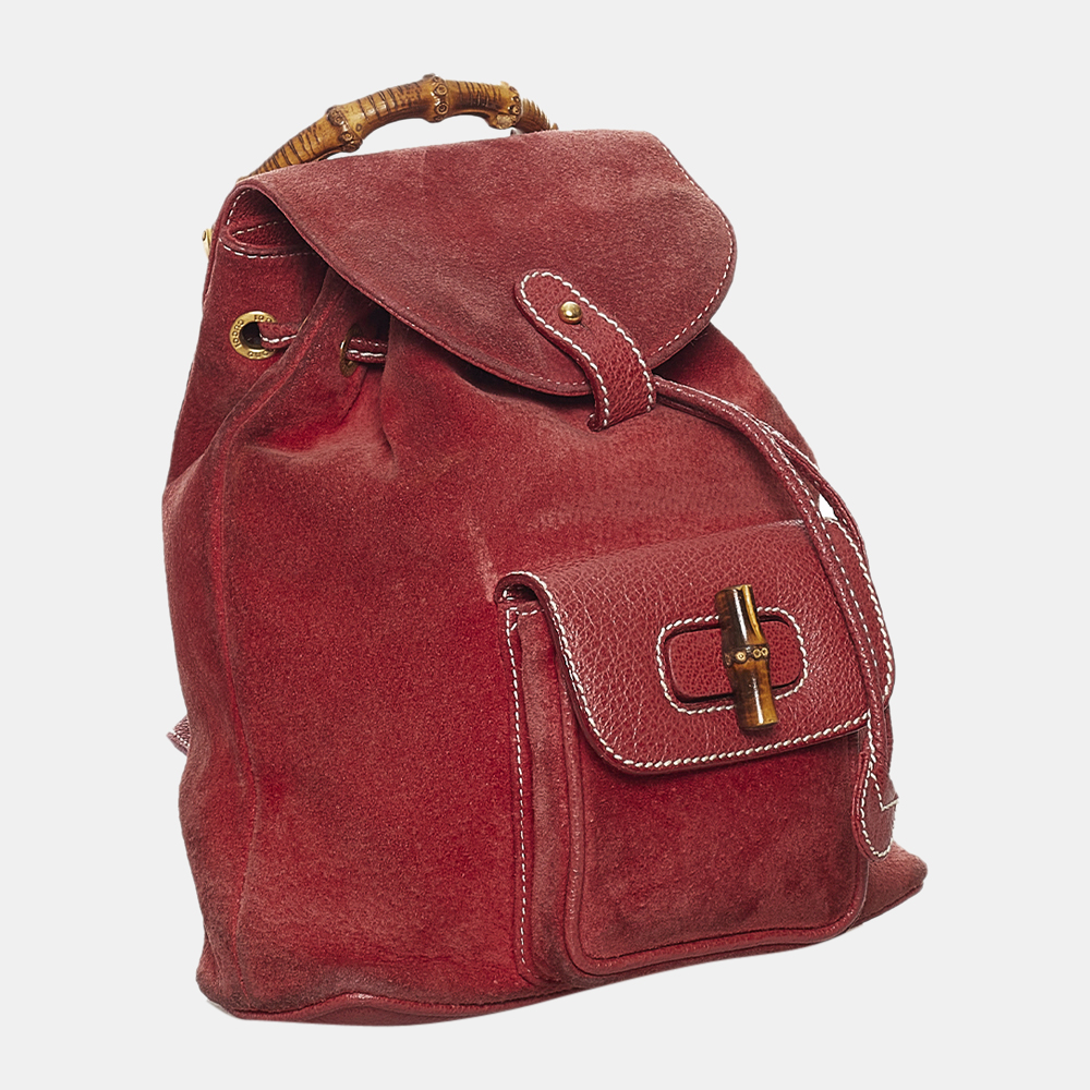 

Gucci Red Bamboo Suede Backpack