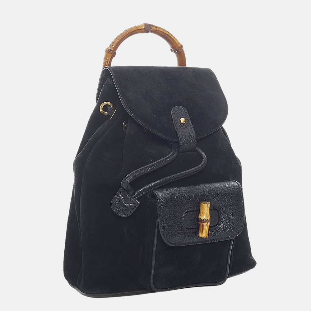 

Gucci Black Bamboo Suede Backpack