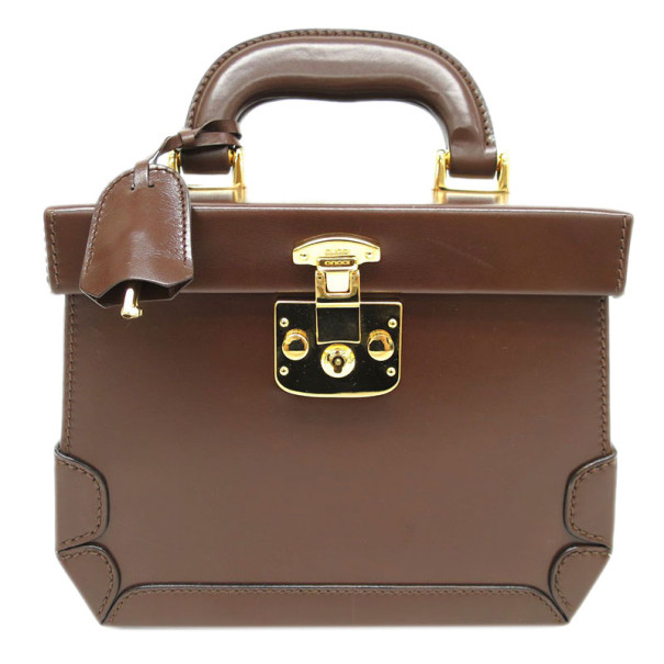Pre Owned Gucci Brown Leather Vintage Vanity