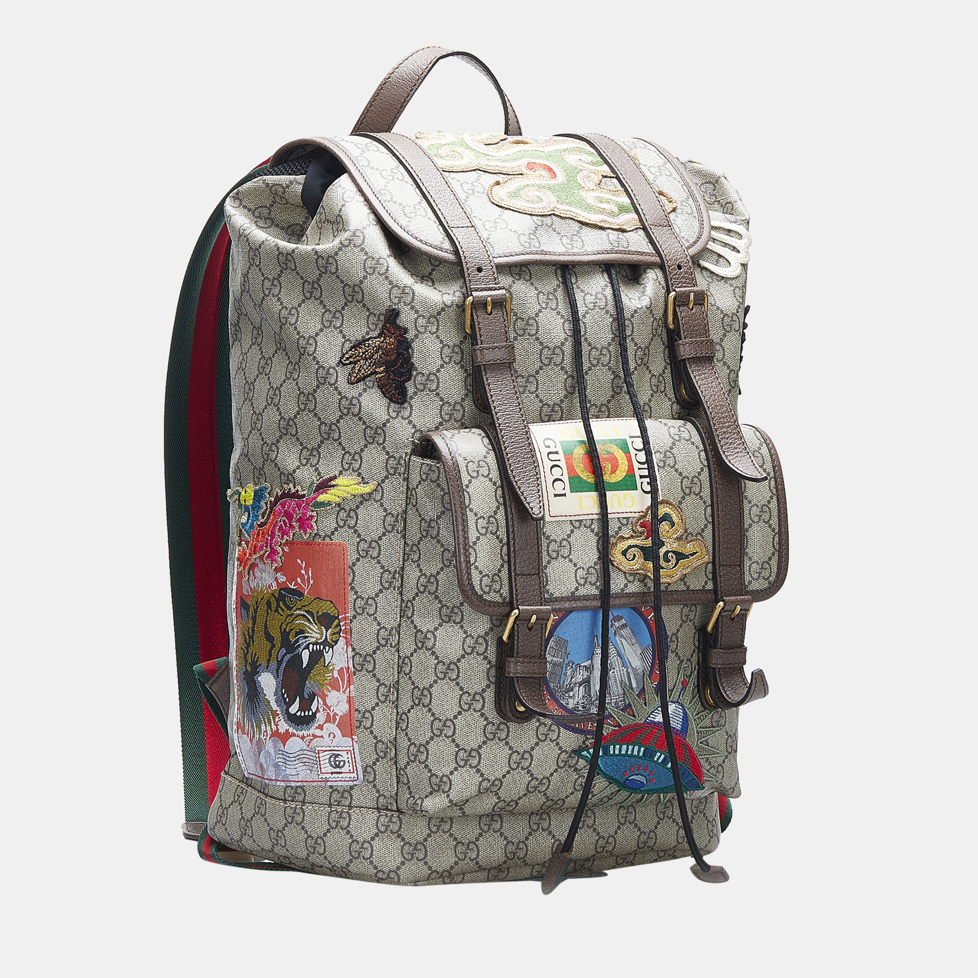 

Gucci Brown and Multicolor GG Supreme Courrier Backpack