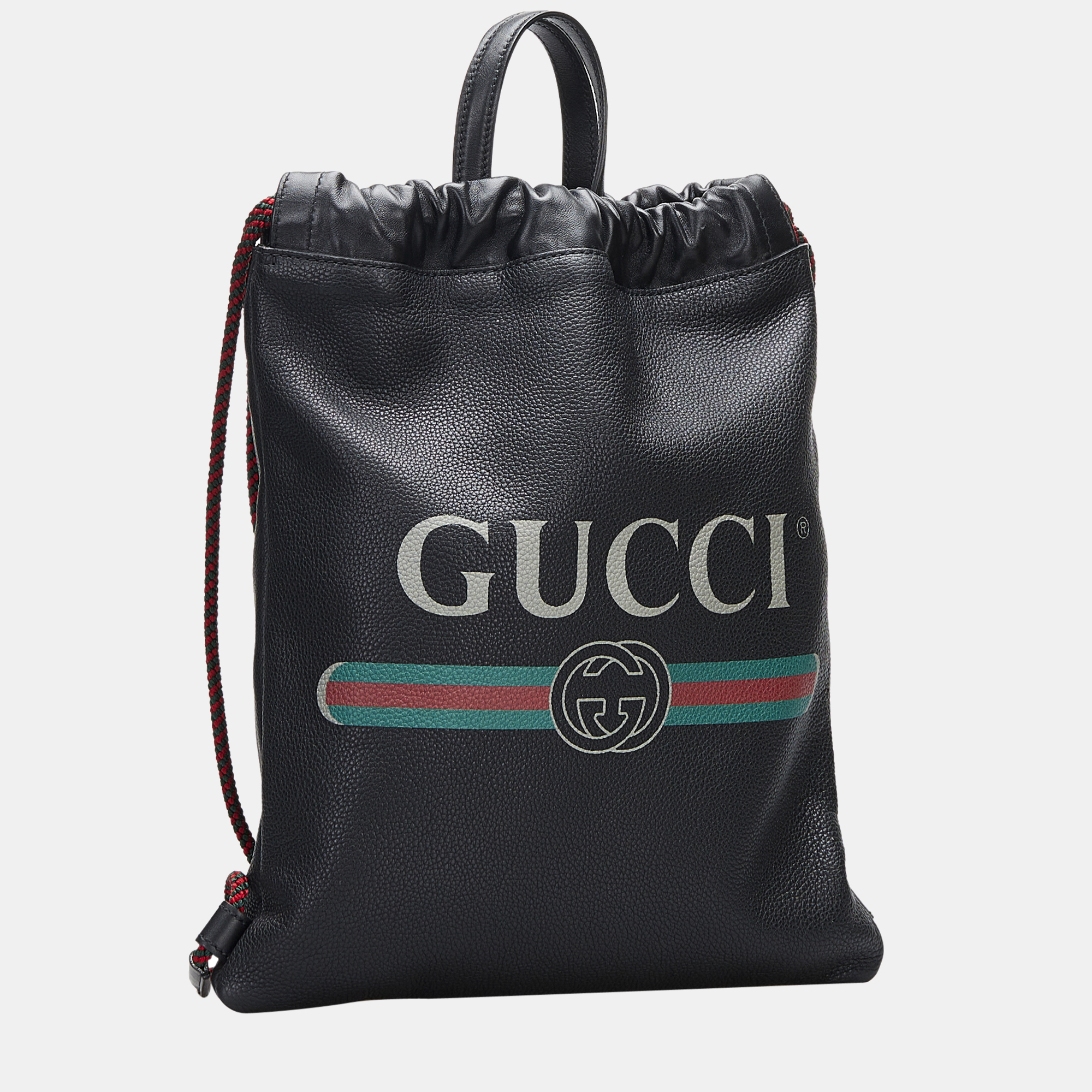 

Gucci Black Logo Drawstring Leather Backpack