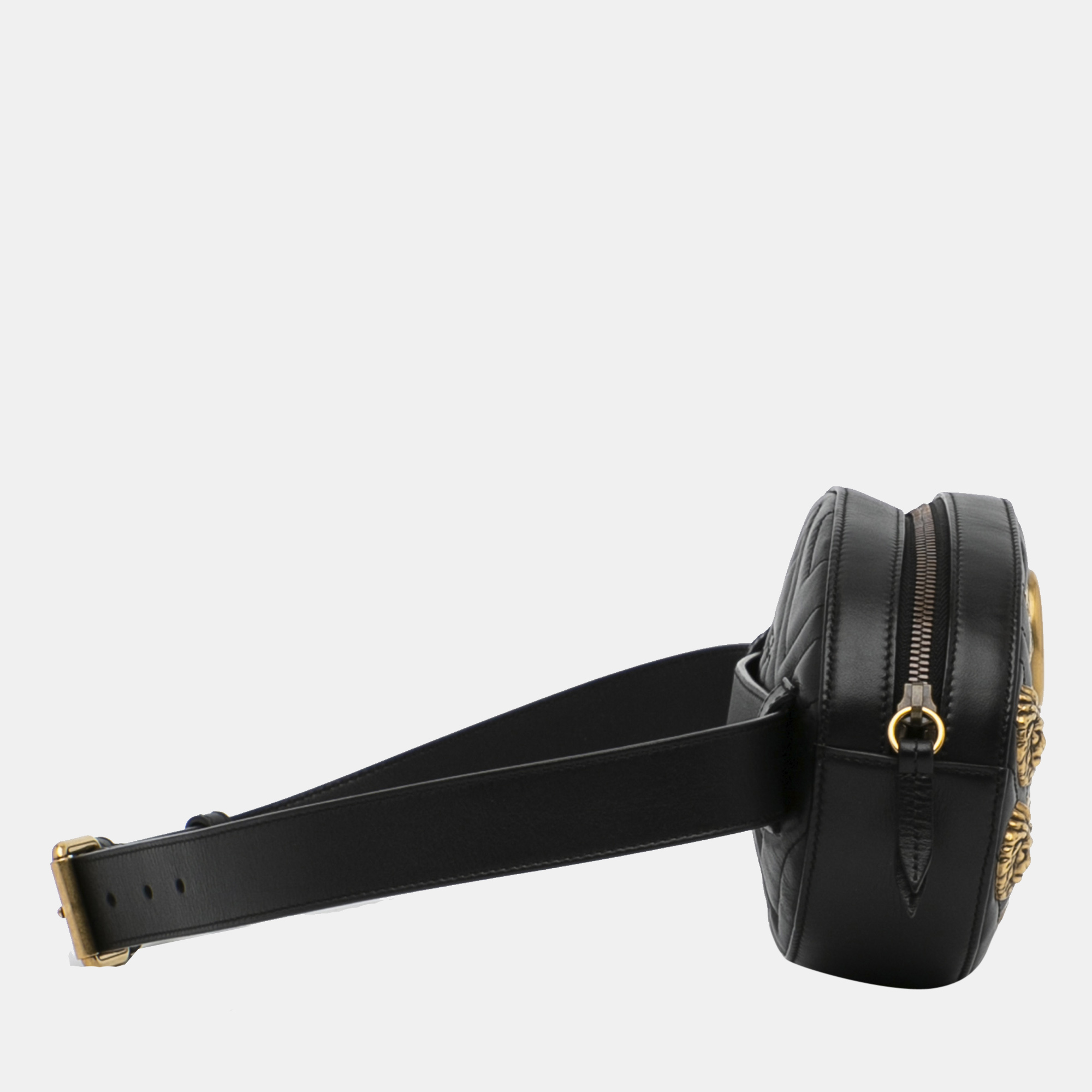 

Gucci Black GG Marmont Matelasse Animalier Belt Bag