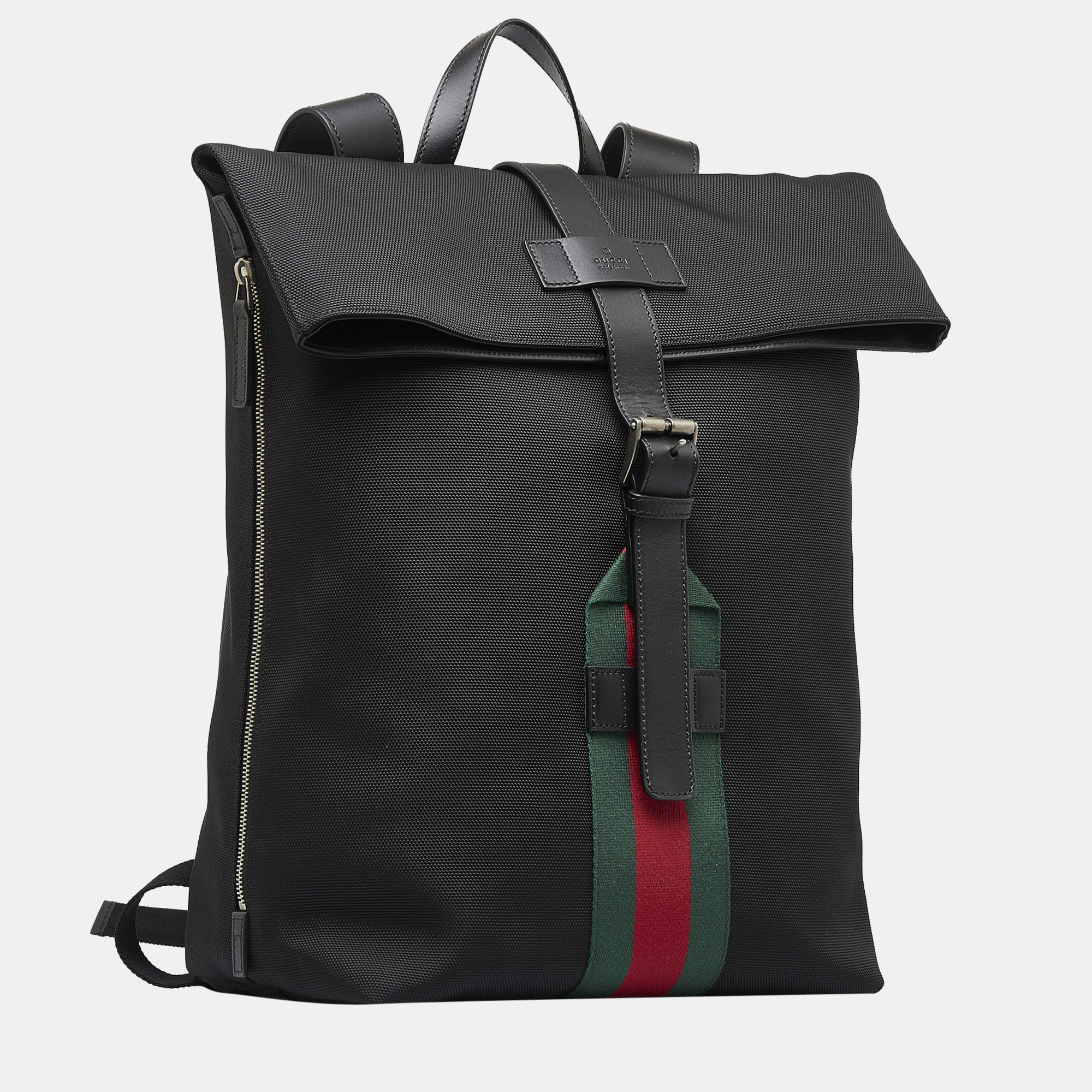 

Gucci Black Techno Web Fold Over Backpack