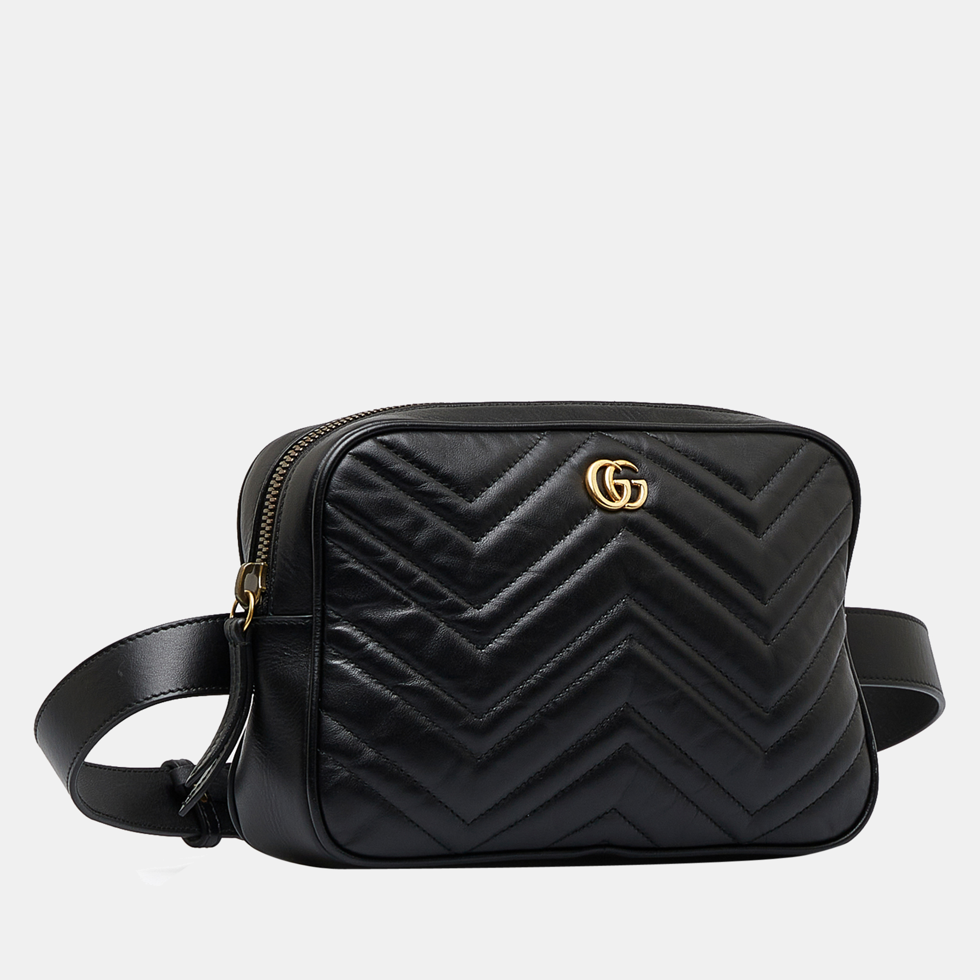 

Gucci Black GG Marmont Matelasse Square Belt Bag