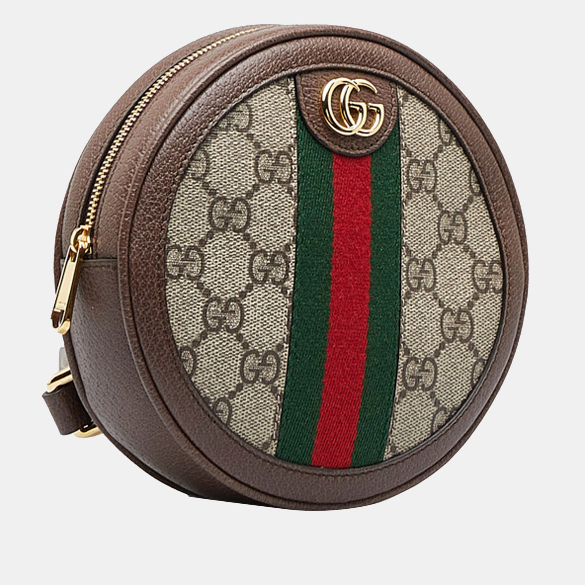 

Gucci Brown,Multicolor Mini GG Supreme Round Ophidia Backpack
