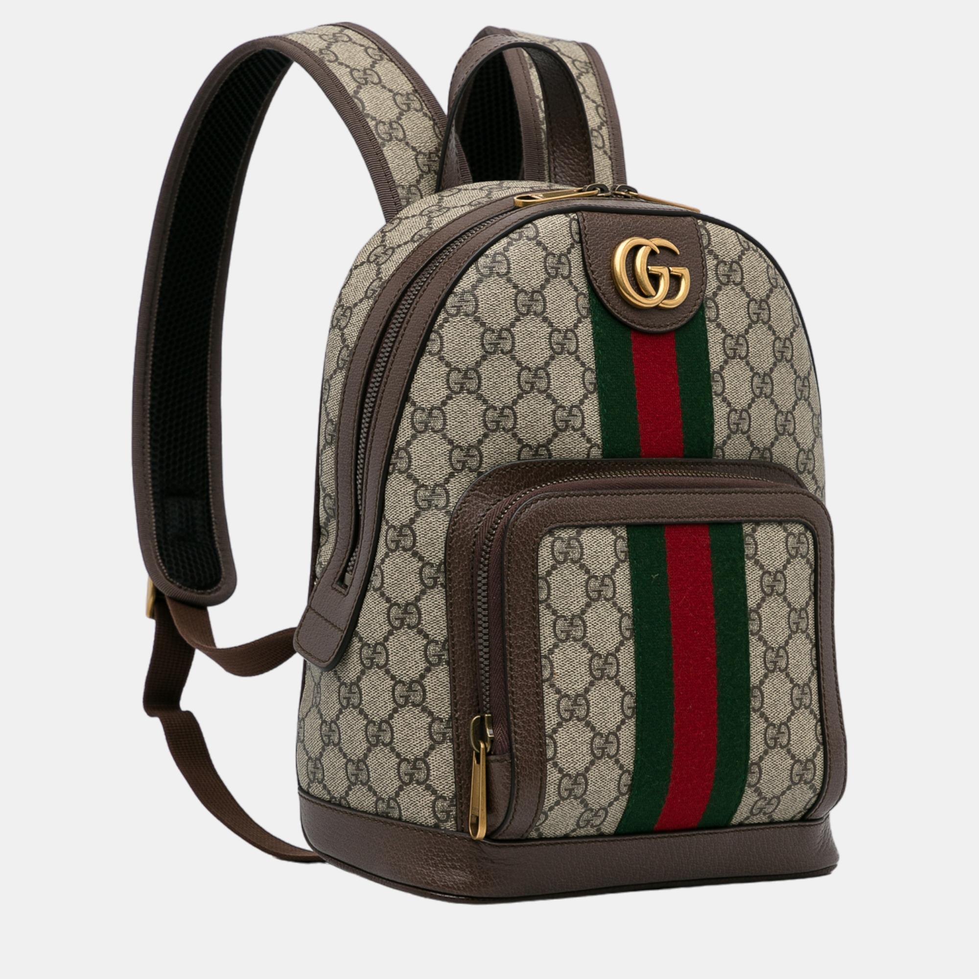 

Gucci Beige/Brown Small GG Supreme Ophidia Backpack