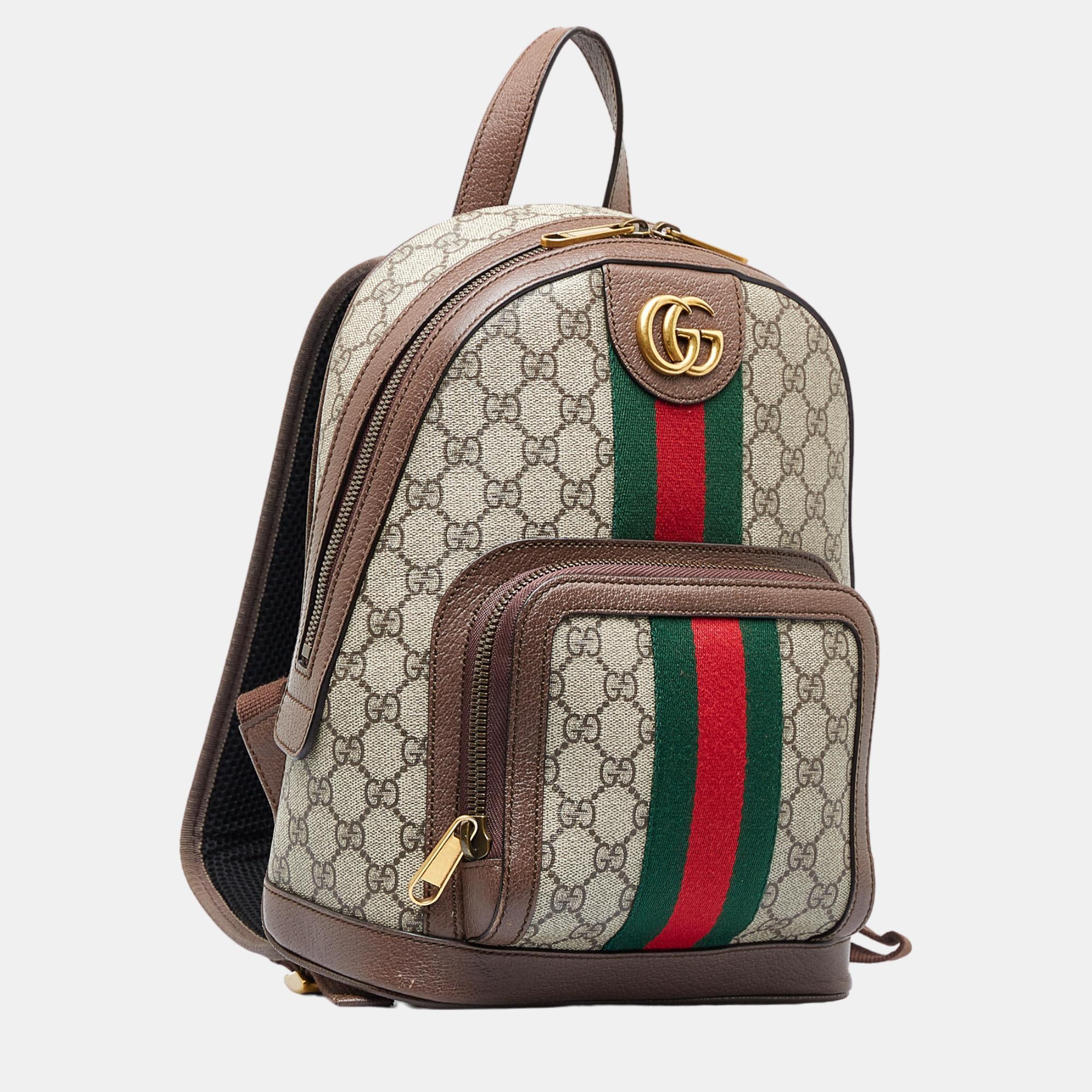 

Gucci Beige/Brown Small GG Supreme Ophidia Backpack