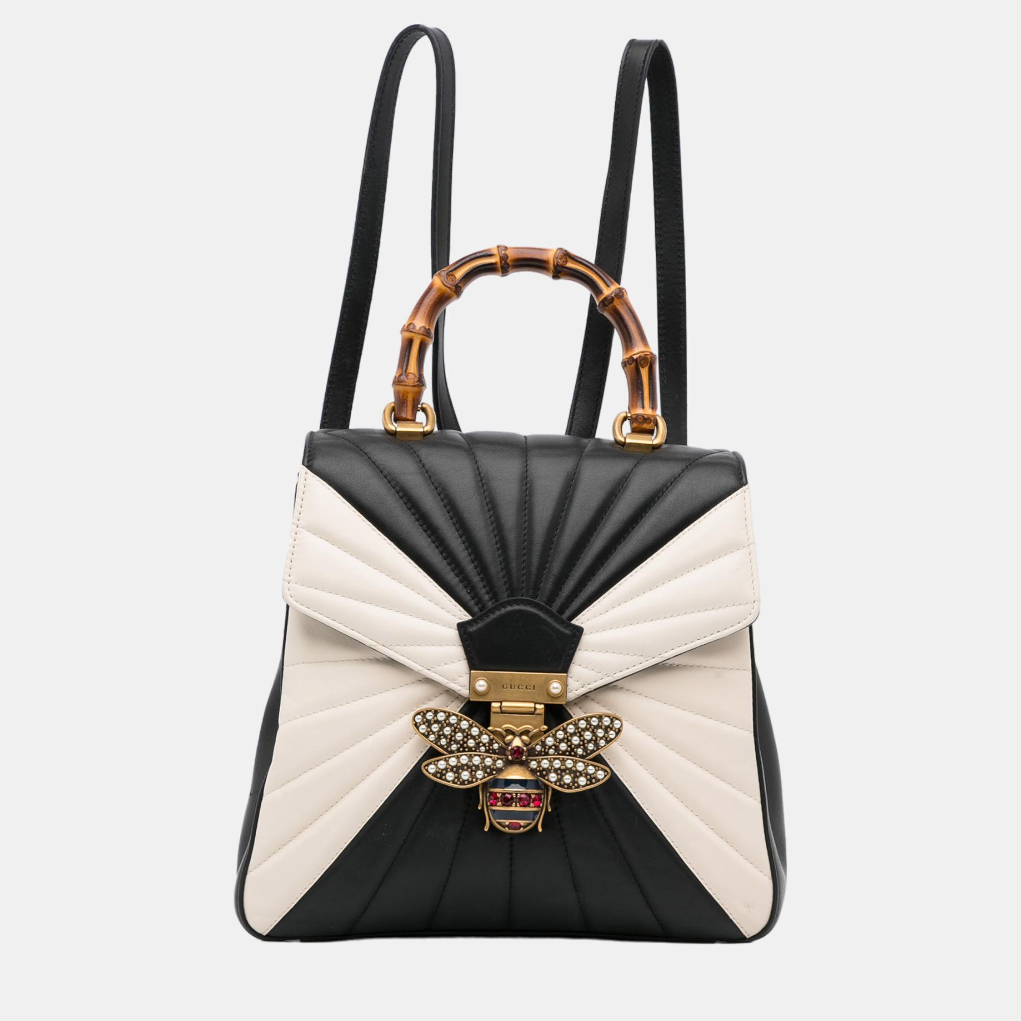 Gucci Black White Bamboo Queen Margaret Backpack Gucci TLC