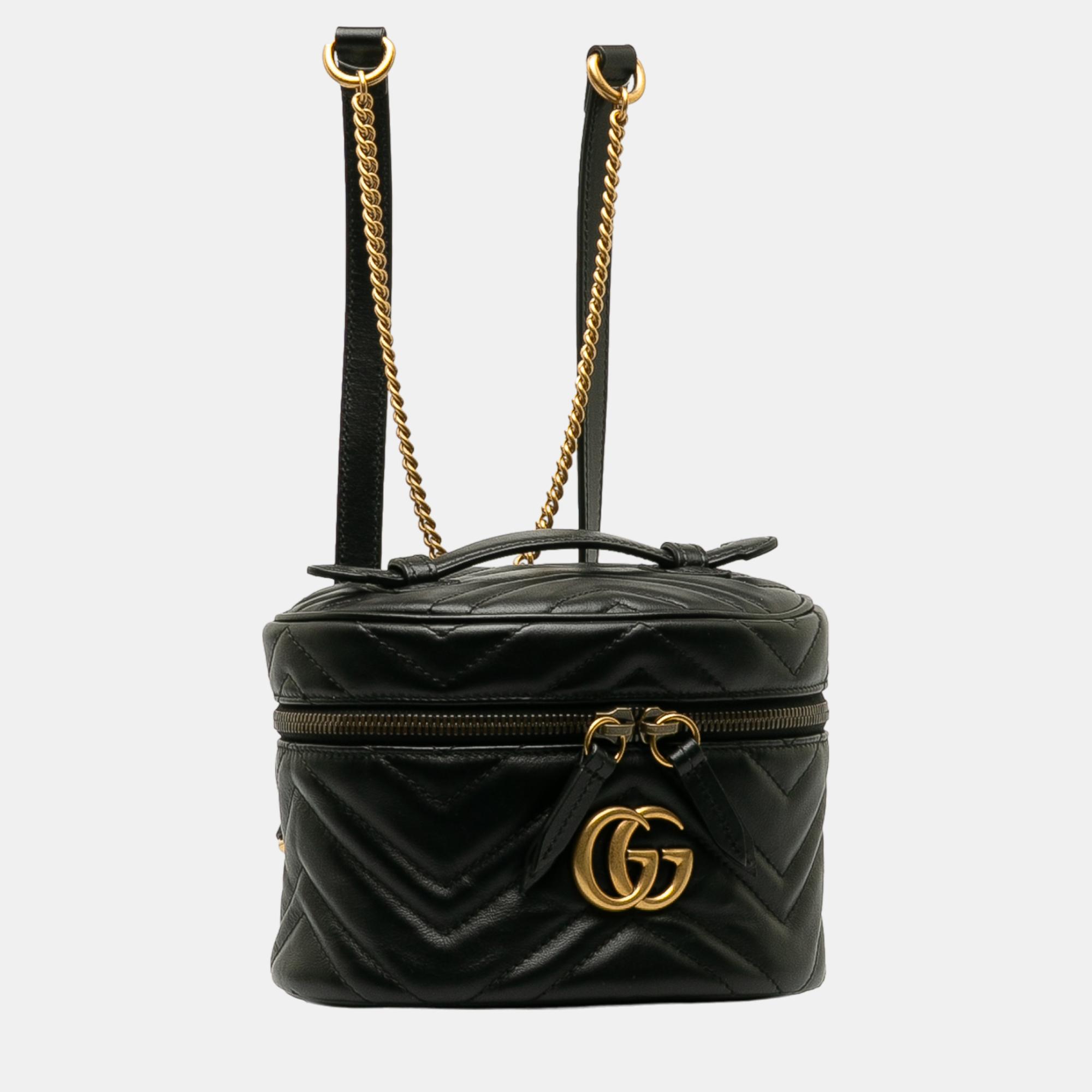 

Gucci Black GG Marmont Round Backpack