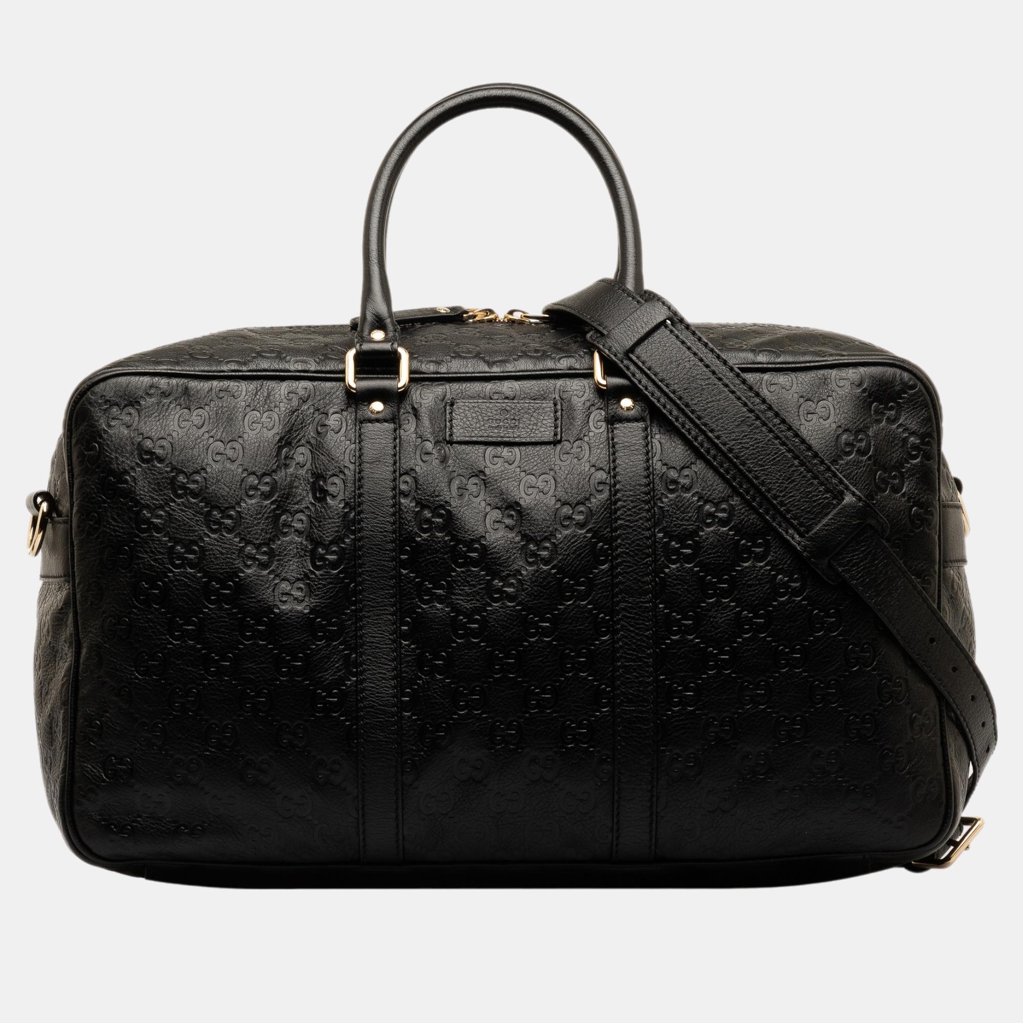 

Gucci Black Guccissima Travel Bag