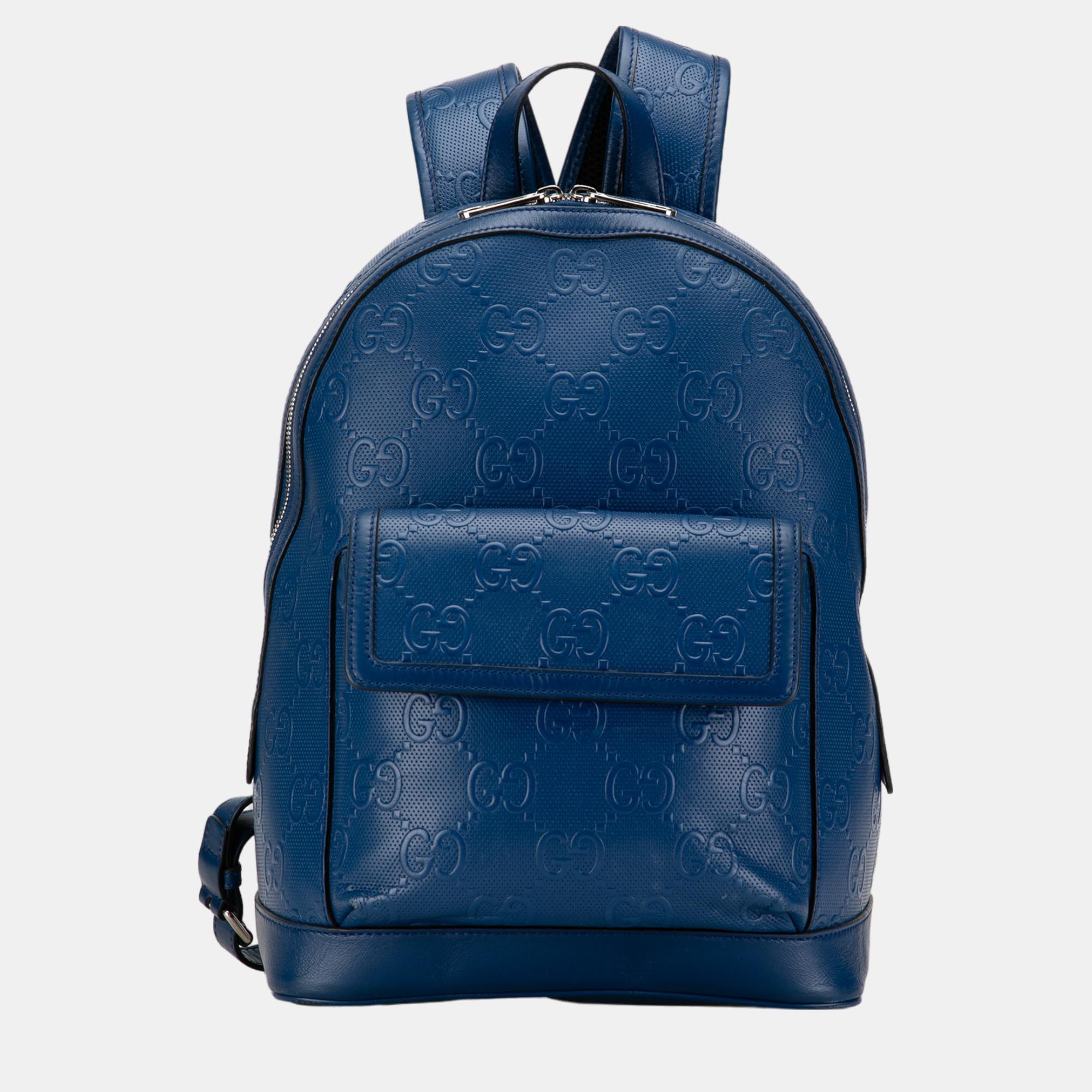 

Gucci Blue GG Embossed Backpack