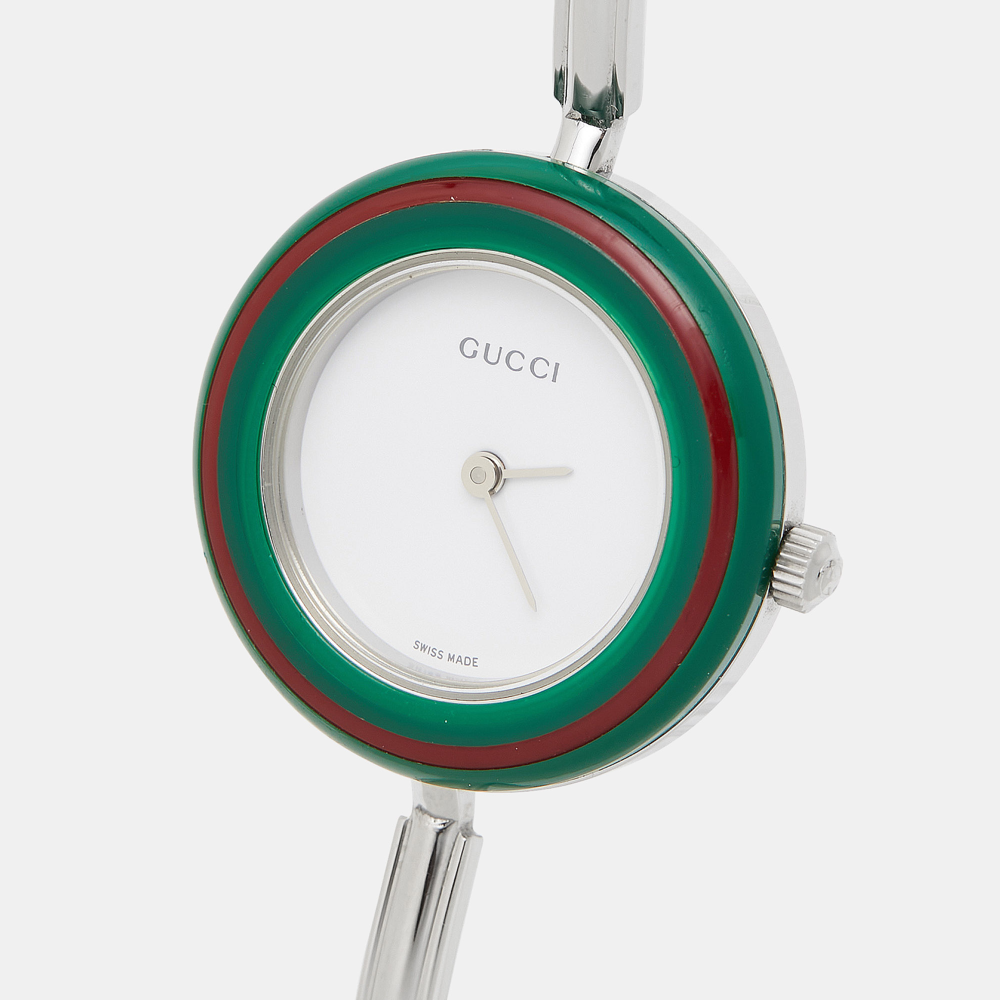 Gucci White Stainless Steel Vintage Interchangeable Bezel 11 12.2L Women s Wristwatch 26 mm Gucci TLC