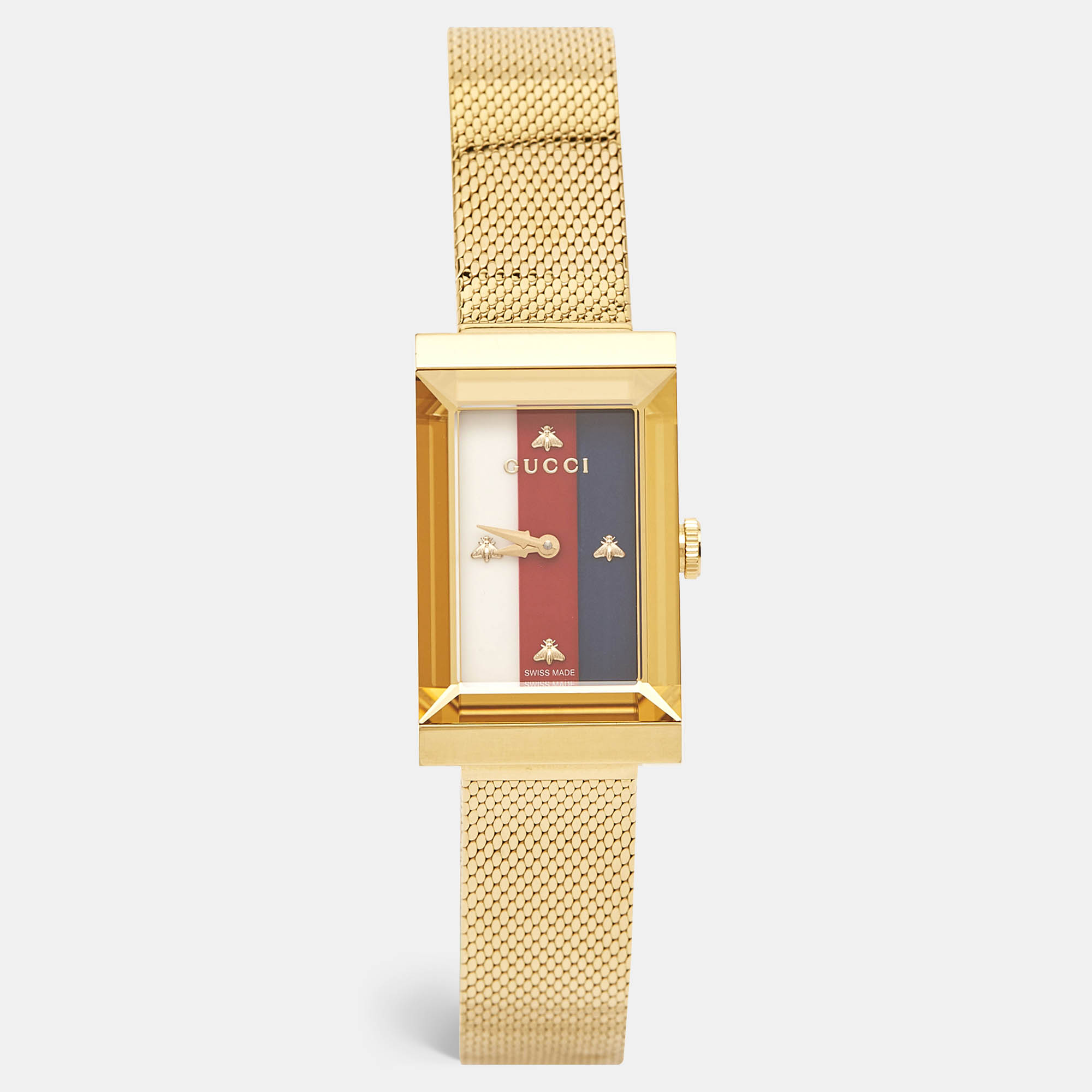 

Gucci MOP Multicolor Web Gold PVD Stainless Steel G-Frame YA147410 Women's Wristwatch