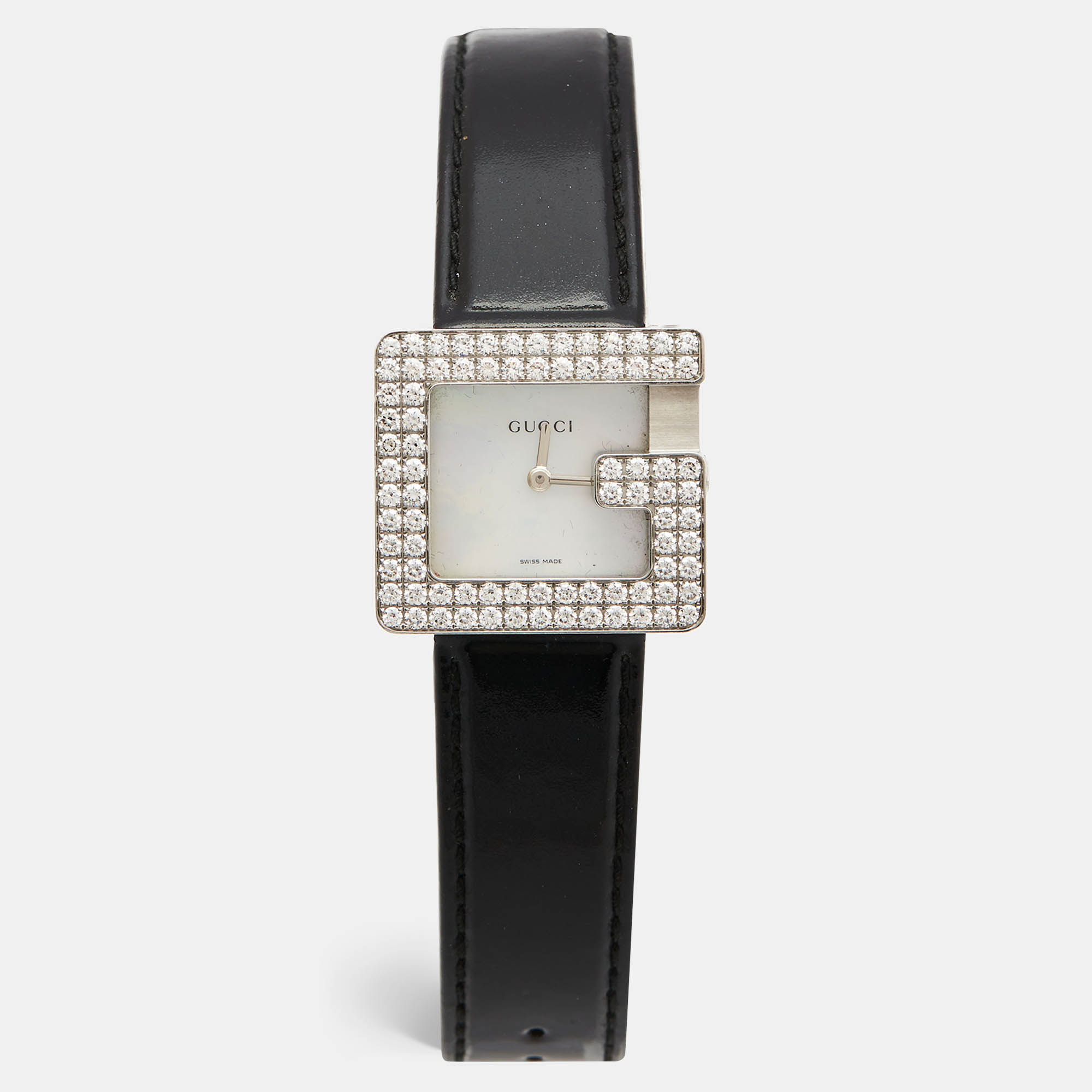 

Gucci Mother Pearl Diamond Stainless Steel Leather, Black