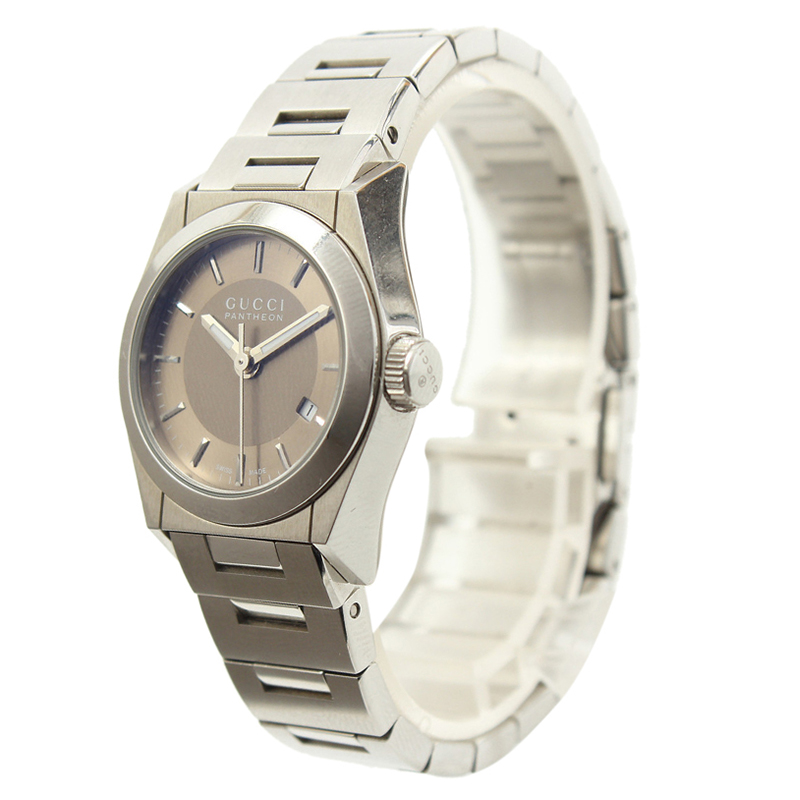 Pre Owned Gucci Brown Stainless Steel Pantheon Women's Wristwatch 25MM