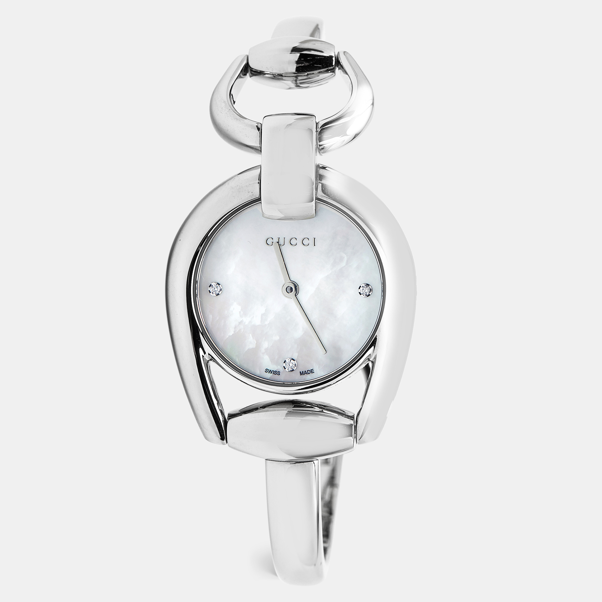 

Gucci Mother Of Pearl Stainless Steel Horsebit YA139506 Women's Wristwatch, Silver
