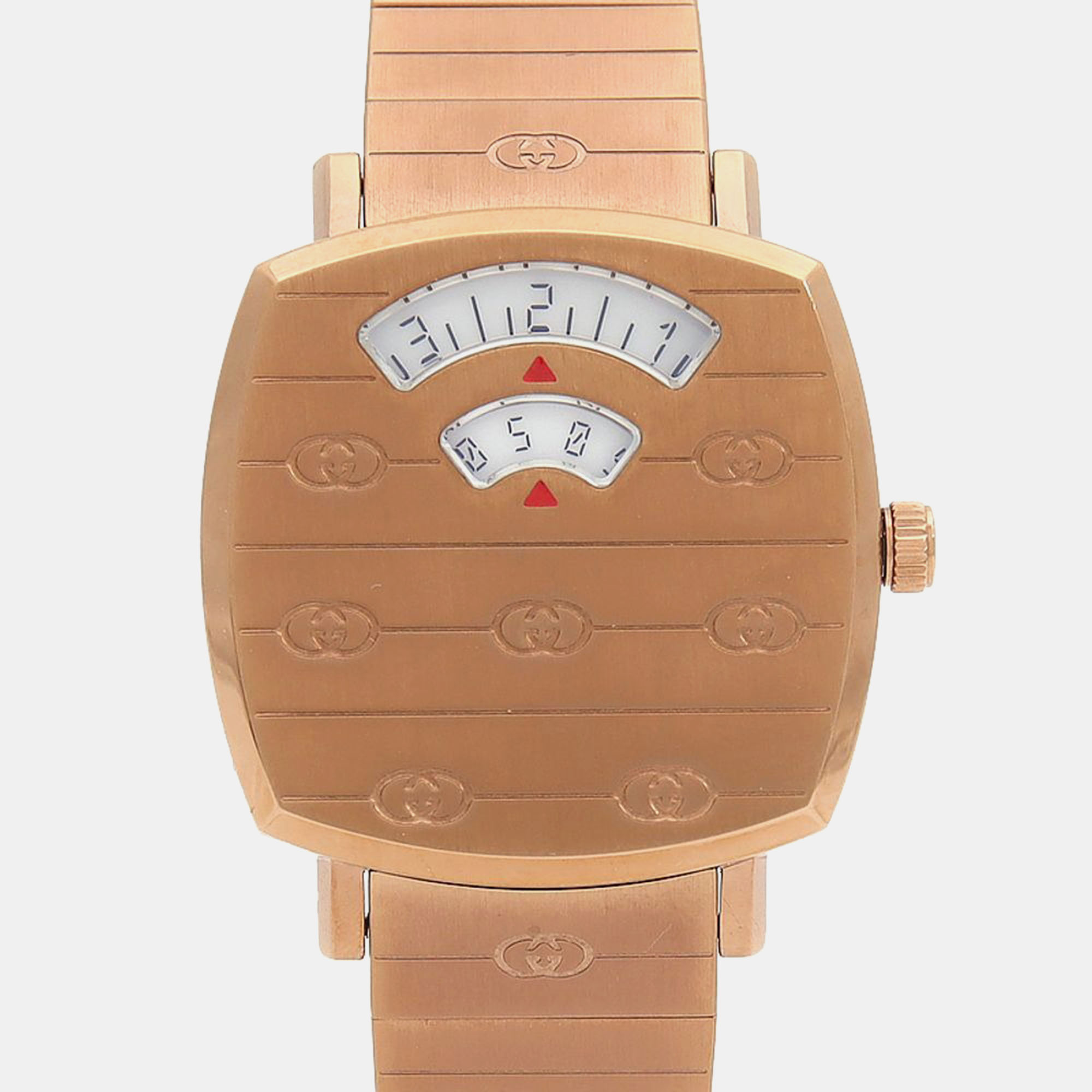 Gucci Grip 157.5 Quartz White Rose Gold Plated Stainless Steel Women's Wristwatch 27 mm