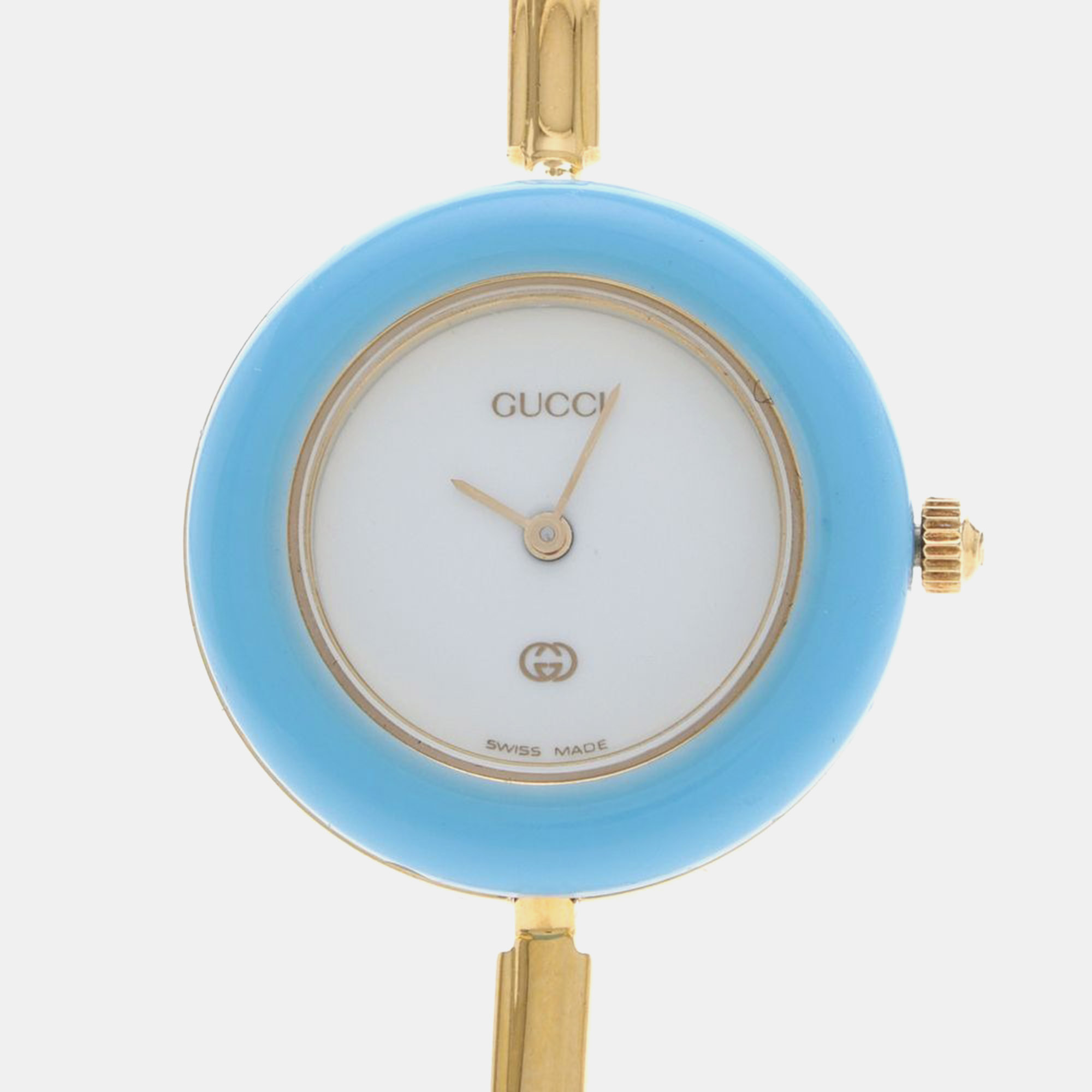 

Gucci Change Bezel 11/12 White Gold Plated Quartz Women Wristwatch