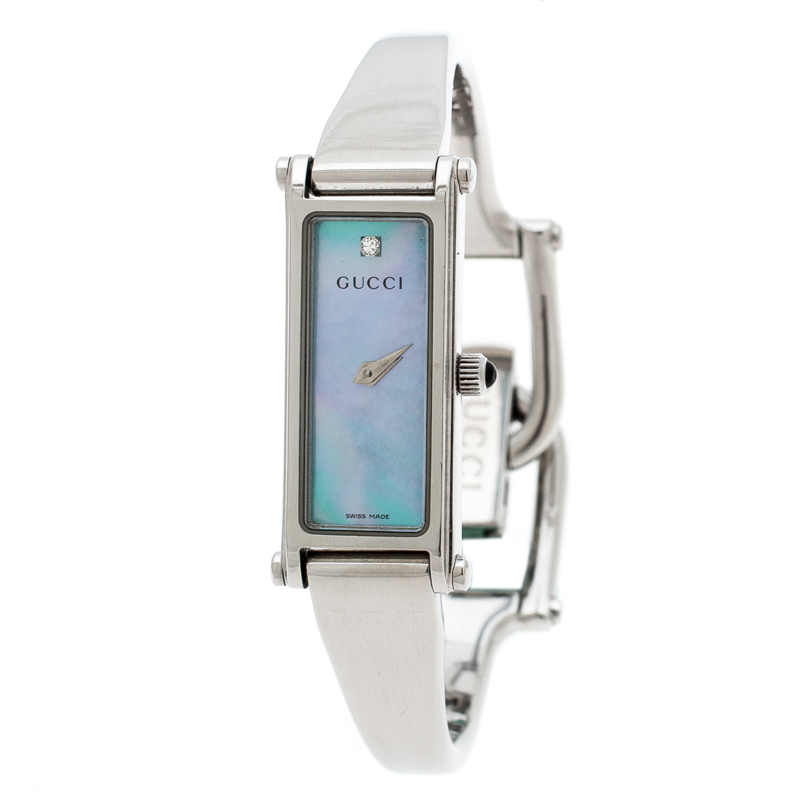 Gucci Blue Mother of Pearl Stainless Steel 1500 L Women's Wristwatch 12MM