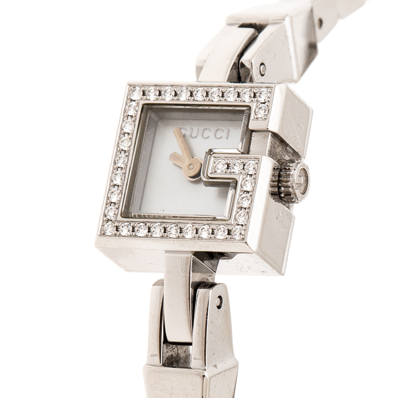 

Gucci Mother of Pearl Stainless Steel Diamonds G-Mini YA102541 Women's Wristwatch, Silver