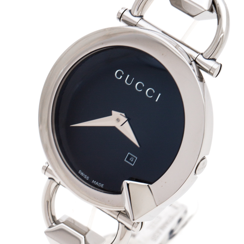 

Gucci Black Stainless Steel Chiodo YA122502 Women's Wristwatch, Silver