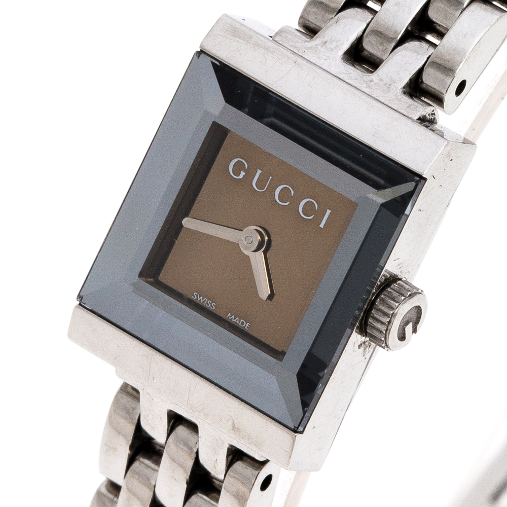 

Gucci Brown Stainless Steel G Frame, Silver