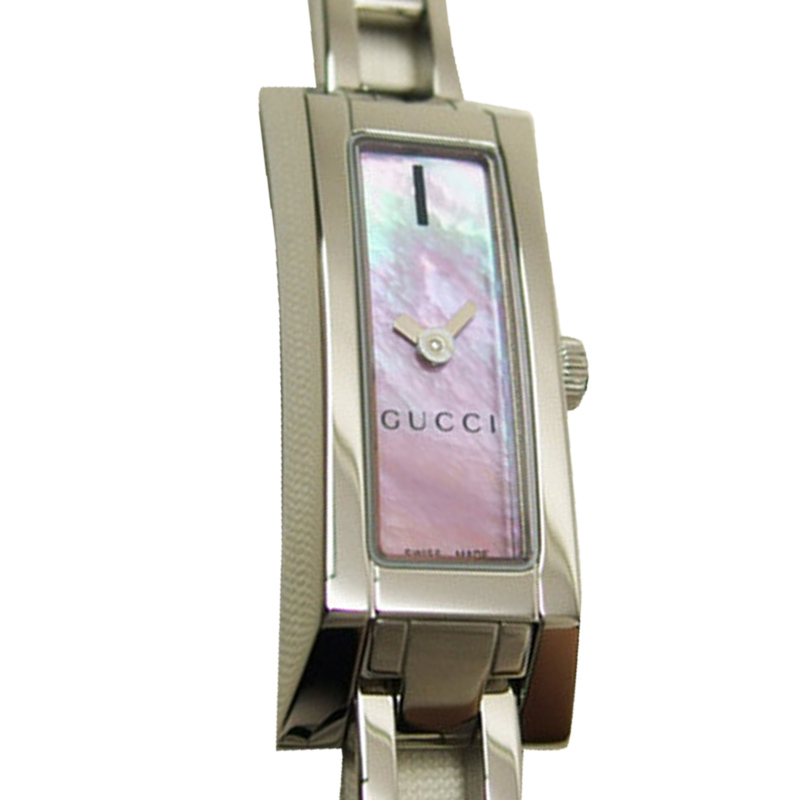 Pre-owned Gucci Pink Mop Stainless Steel Ya110520 G Link Women's Wristwatch 14mm
