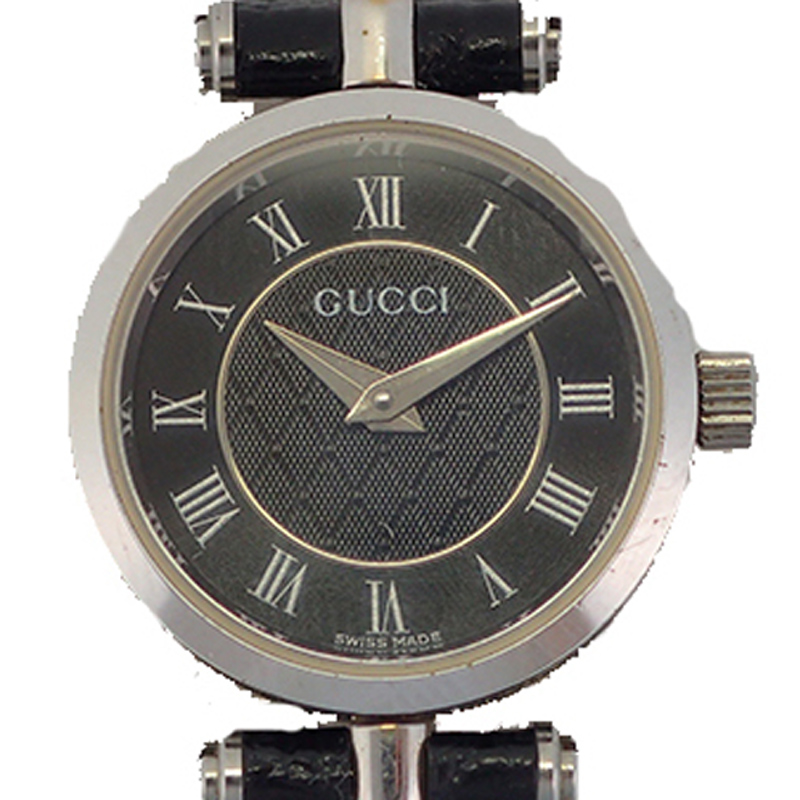 

Gucci Black Stainless Steel and Leather