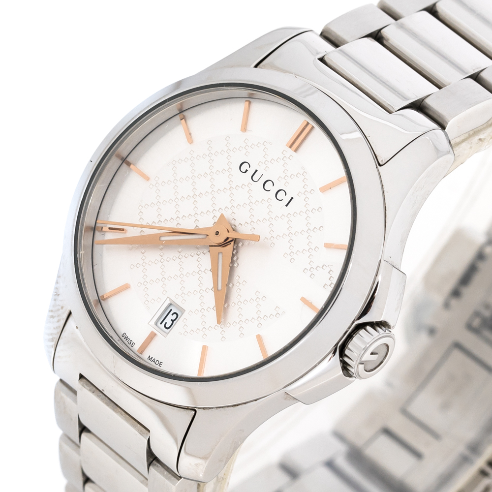 

Gucci Silver White Stainless Steel G-Timeless