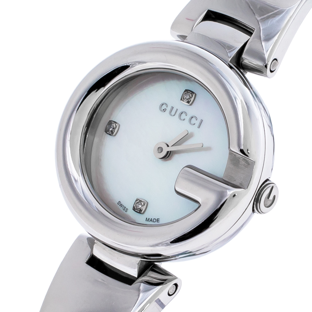 

Gucci Mother Of Pearl Stainless Steel Guccissima, Silver