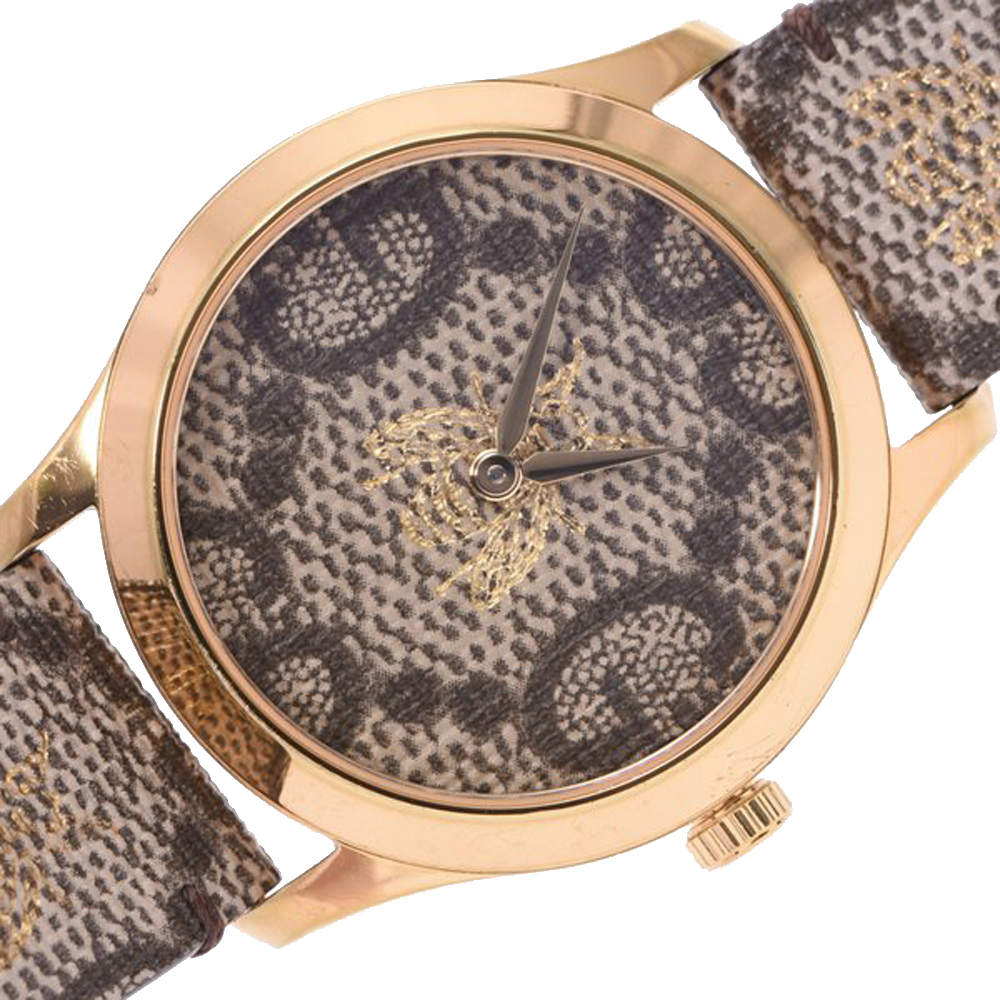 

Gucci Brown Gold Plated Stainless Steel G-Timeless Bee